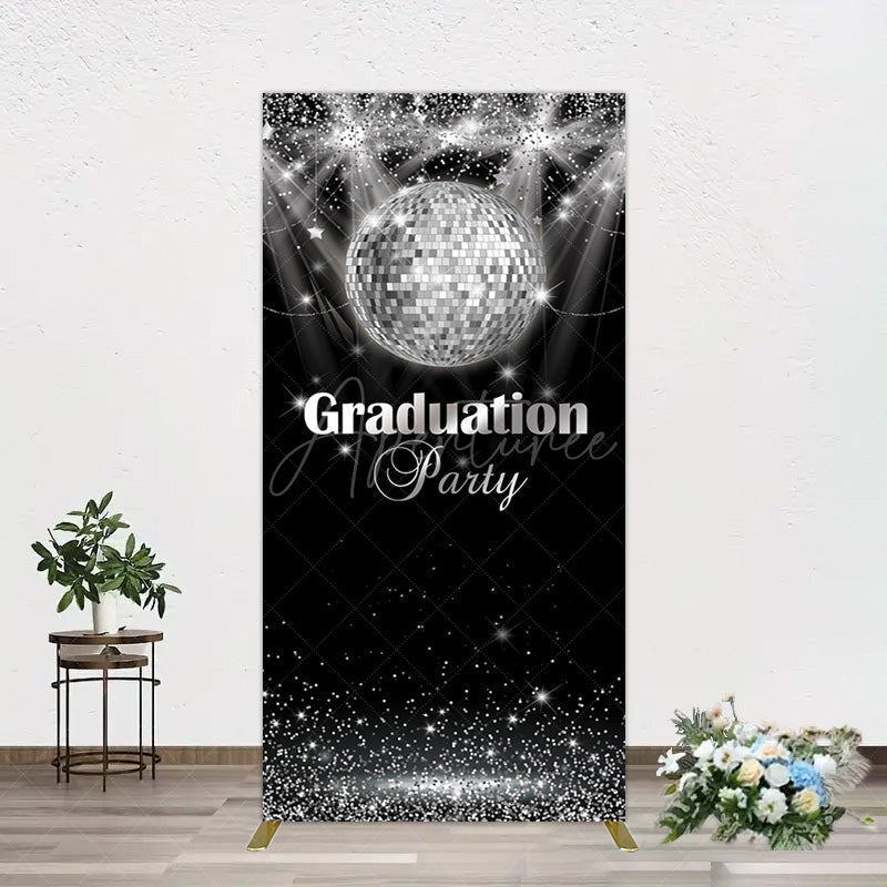 Aperturee - Aperturee Sparkle Black Silver Ball Graduation Rectangle Backdrop
