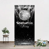Aperturee - Aperturee Sparkle Black Silver Ball Graduation Rectangle Backdrop