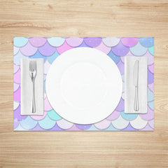 Aperturee - Aperturee Sparkle Colorful Mermaid Scales Set Of 4 Placemats