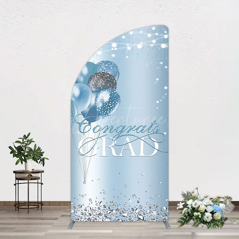 Aperturee - Aperturee Sparkle Diamonds Blue Congrats Grad Half Moon Arch Backdrop