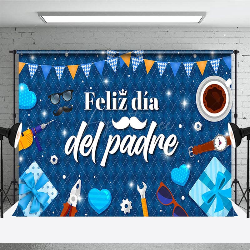 Aperturee - Aperturee Sparkle Elegant Blue Feliz Dia Del Padre Backdrop