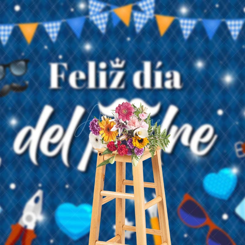 Aperturee - Aperturee Sparkle Elegant Blue Feliz Dia Del Padre Backdrop