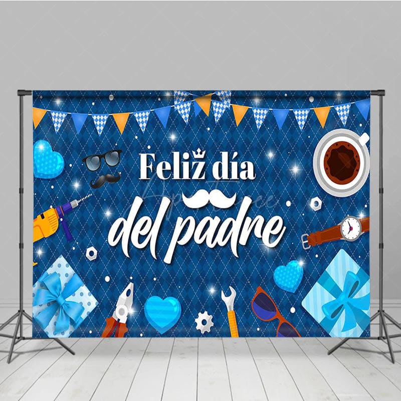 Aperturee - Aperturee Sparkle Elegant Blue Feliz Dia Del Padre Backdrop
