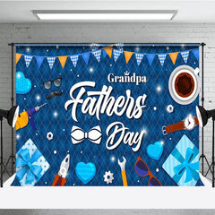 Aperturee - Aperturee Sparkle Elegant Blue Grandpa Fathers Day Backdrop