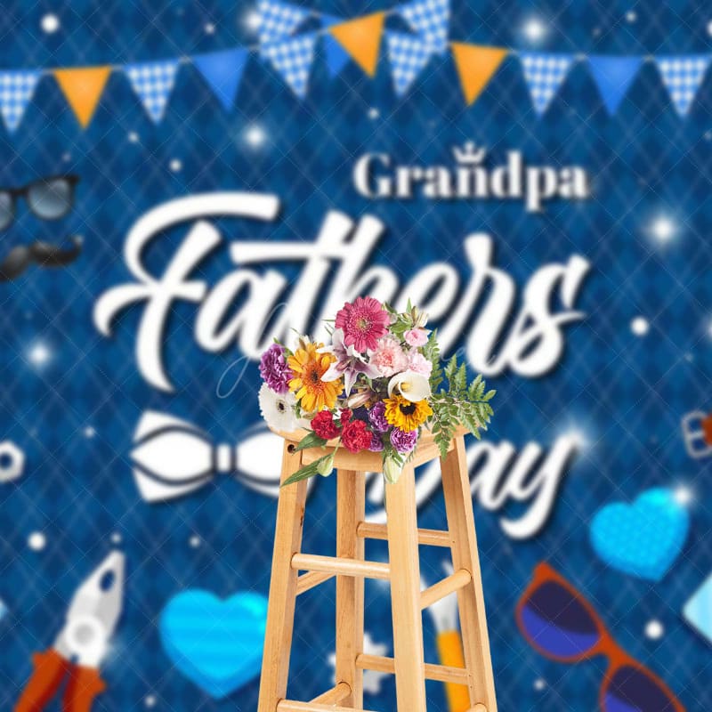Aperturee - Aperturee Sparkle Elegant Blue Grandpa Fathers Day Backdrop