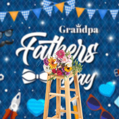 Aperturee - Aperturee Sparkle Elegant Blue Grandpa Fathers Day Backdrop