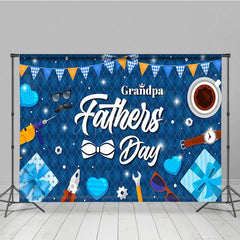Aperturee - Aperturee Sparkle Elegant Blue Grandpa Fathers Day Backdrop