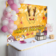 Aperturee - Aperturee Sparkle Gold Crutch Dragon Happy Birthday Backdrop