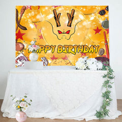 Aperturee - Aperturee Sparkle Gold Crutch Dragon Happy Birthday Backdrop
