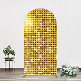 Aperturee - Aperturee Sparkle Heart Gold Sequins Birthday Arch Backdrop
