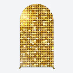 Aperturee - Aperturee Sparkle Heart Gold Sequins Birthday Arch Backdrop