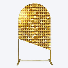 Aperturee - Aperturee Sparkle Heart Gold Sequins Birthday Arch Backdrop