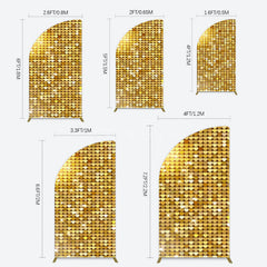 Aperturee - Aperturee Sparkle Heart Gold Sequins Birthday Half Moon Arch Backdrop