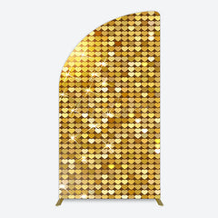 Aperturee - Aperturee Sparkle Heart Gold Sequins Birthday Half Moon Arch Backdrop