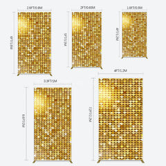 Aperturee - Aperturee Sparkle Heart Gold Sequins Birthday Rectangle Backdrop