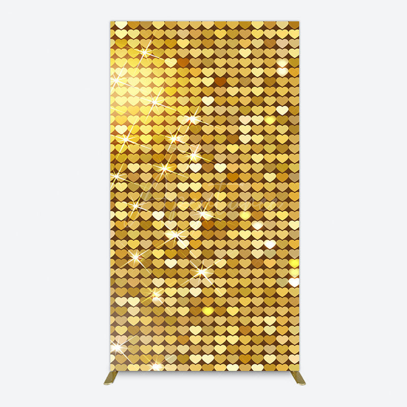 Aperturee - Aperturee Sparkle Heart Gold Sequins Birthday Rectangle Backdrop