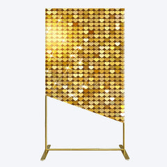 Aperturee - Aperturee Sparkle Heart Gold Sequins Birthday Rectangle Backdrop