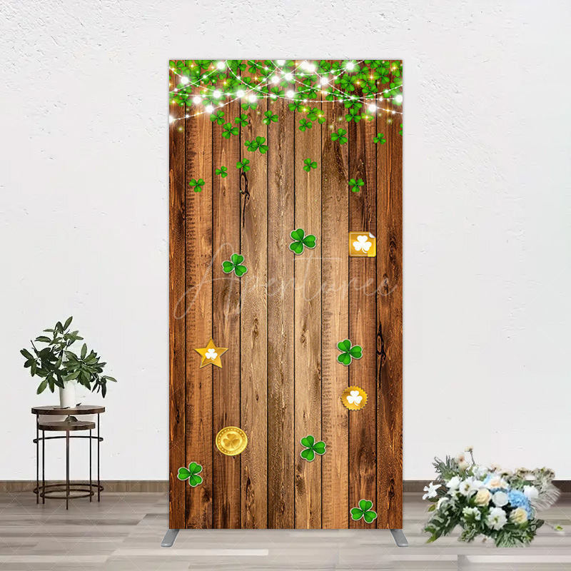Aperturee - Aperturee Sparkle Light Clover Wooden St Patrick Rectangle Backdrop