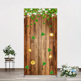 Aperturee - Aperturee Sparkle Light Clover Wooden St Patrick Rectangle Backdrop