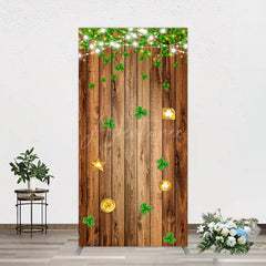 Aperturee - Aperturee Sparkle Light Clover Wooden St Patrick Rectangle Backdrop