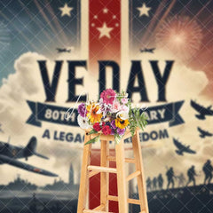 Aperturee - Aperturee Sparkle Military Battlefield Happy VE Day Backdrop