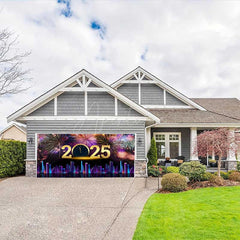 Aperturee - Aperturee Sparkle Neon Cyber City New Year Garage Door Banner