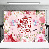 Aperturee - Aperturee Sparkle Pink Floral Gifts Happy Mothers Day Backdrop