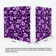 Aperturee - Aperturee Sparkle Purple Hearts Romantic Pillow Case Backdrop