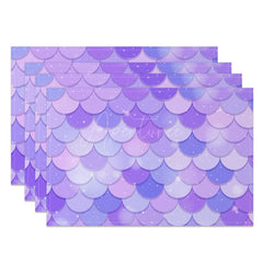 Aperturee - Aperturee Sparkle Purple Mermaid Scales Set Of 4 Placemats