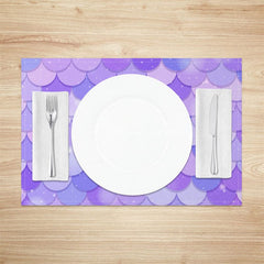 Aperturee - Aperturee Sparkle Purple Mermaid Scales Set Of 4 Placemats