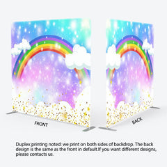 Aperturee - Aperturee Sparkle Rainbow Clouds Birthday Pillow Case Backdrop