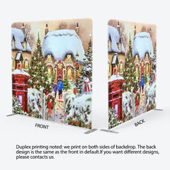 Aperturee - Aperturee Sparkle Snowy Christmas House Pillow Case Backdrop