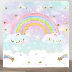 Aperturee - Aperturee Sparkle Stars Rainbow Birthday Pillow Case Backdrop