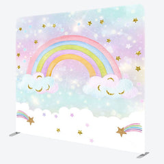Aperturee - Aperturee Sparkle Stars Rainbow Birthday Pillow Case Backdrop
