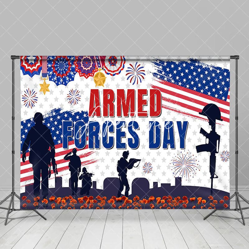 Aperturee - Aperturee Sparkle Usa Flag National Armed Forces Day Backdrop