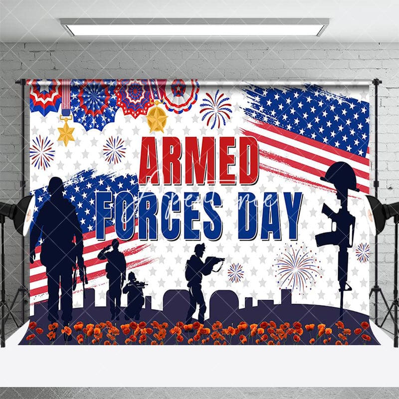 Aperturee - Aperturee Sparkle Usa Flag National Armed Forces Day Backdrop