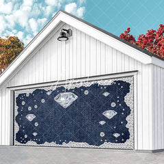 Aperturee - Aperturee Sparkling Diamonds Navy Denim Garage Door Banner