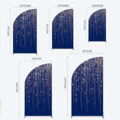 Aperturee - Aperturee Sparkling Rose Gold Glitter Half Moon Arch Backdrop on Navy Blue Elegant Party Celebration Decor