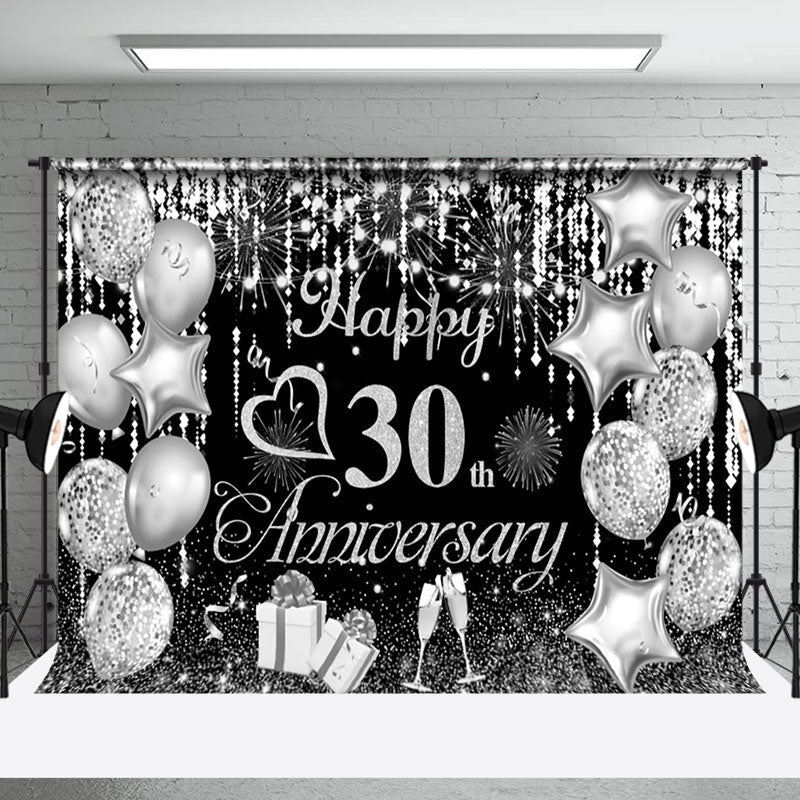 Aperturee - Aperturee Sparkling Silver Balloon 30Th Anniversary Backdrop