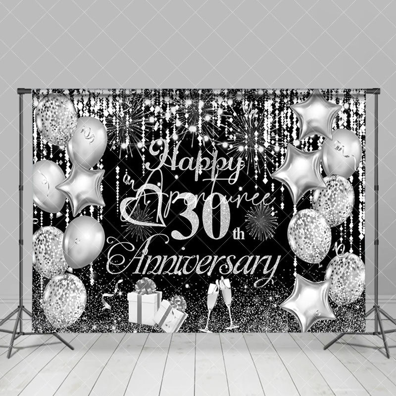 Aperturee - Aperturee Sparkling Silver Balloon 30Th Anniversary Backdrop