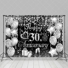 Aperturee - Aperturee Sparkling Silver Balloon 30Th Anniversary Backdrop