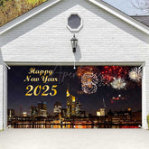 Aperturee - Aperturee Sparks Night Sky Modern Led City Garage Door Banner