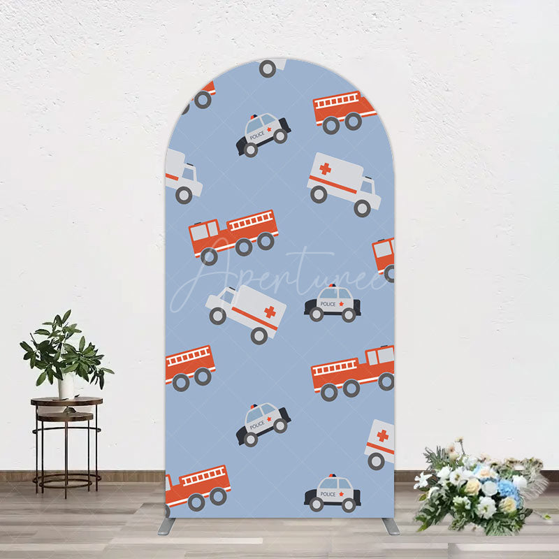 Aperturee - Aperturee Special Vehicle Cartoon Sweet Birthday Arch Backdrop