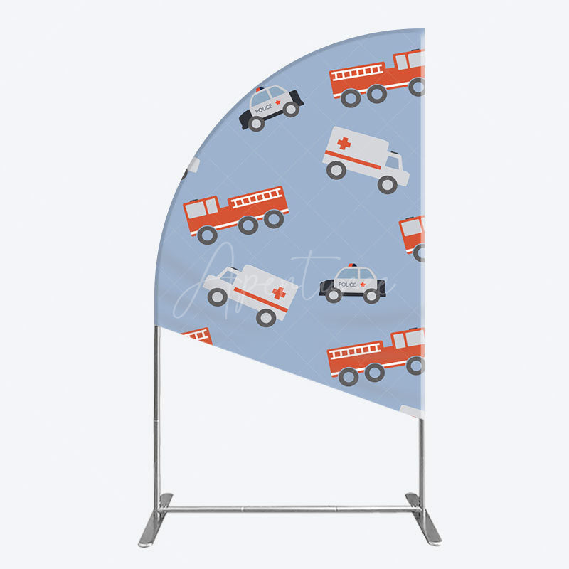 Aperturee - Aperturee Special Vehicle Cartoon Sweet Birthday Half Moon Arch Backdrop