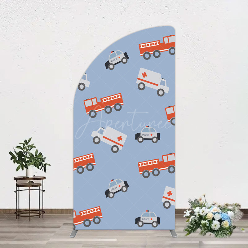 Aperturee - Aperturee Special Vehicle Cartoon Sweet Birthday Half Moon Arch Backdrop