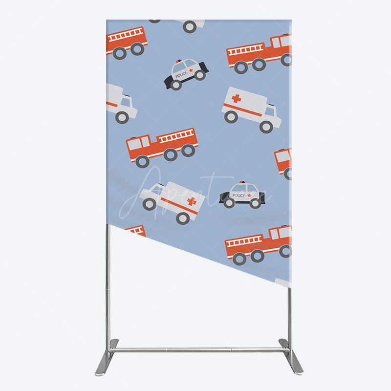 Aperturee - Aperturee Special Vehicle Cartoon Sweet Birthday Rectangle Backdrop