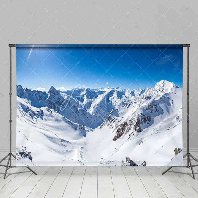 Aperturee - Aperturee Spectacular Sky Snow Mountain Scene Winter Backdrop