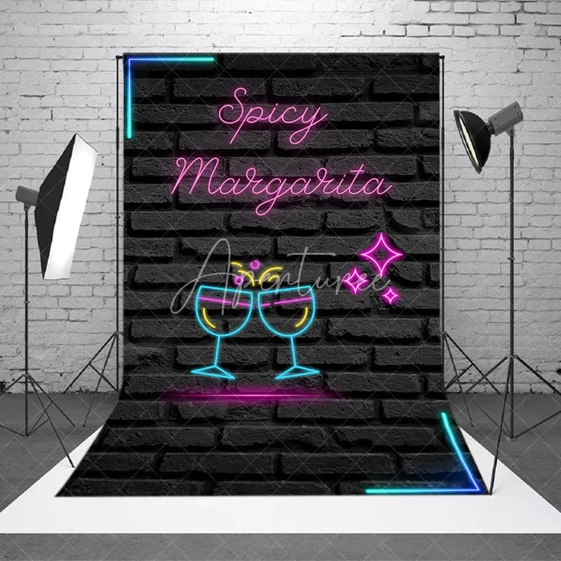 Aperturee - Aperturee Spicy Margarita Neon Sign Bridal Shower Backdrop Bachelorette Party Bar Decor Girls Night Out Photo Prop