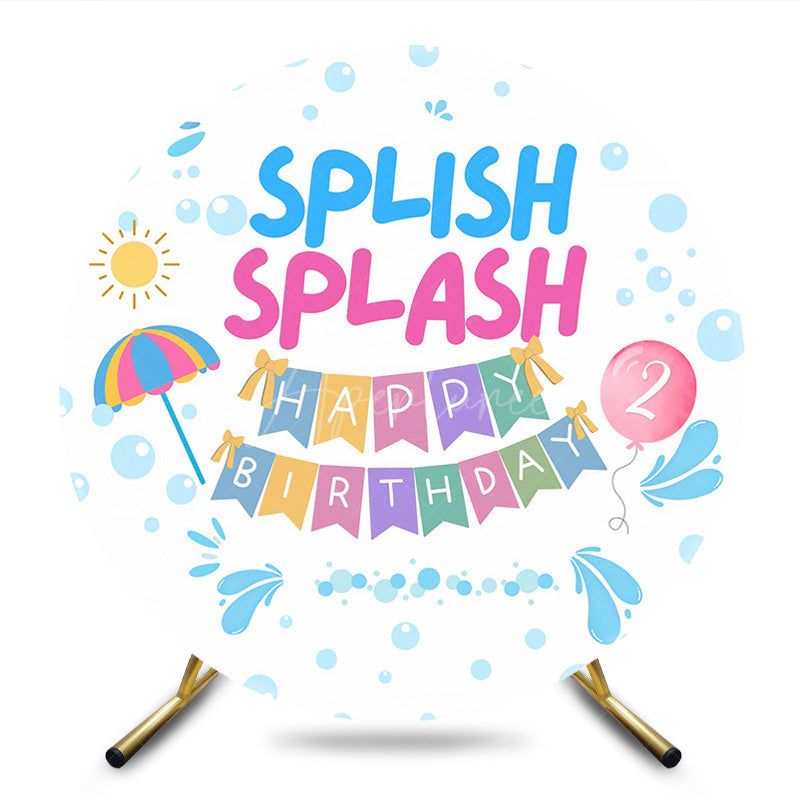 Aperturee - Aperturee Splish Splash Bubble 2nd Summer Birthday Round Backdrop