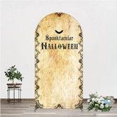 Aperturee - Aperturee Spooktacular Halloween Arch Backdrop Vintage Gothic Border with Bats Old Parchment Paper Themed Party Decor